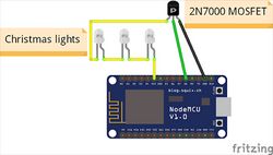 A wiring diagram for connecting the christmas lights to an esp8266